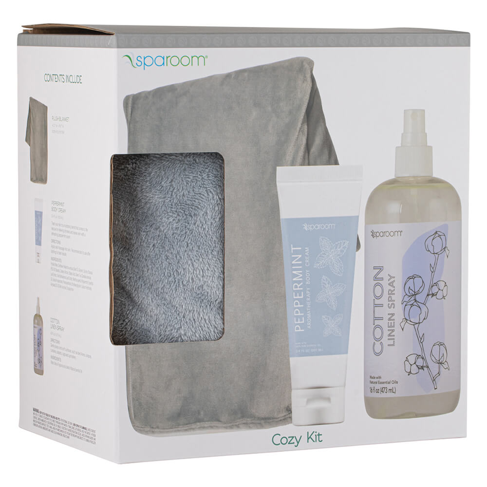 Spa Kit - Grey Blanket Cozy, Cotton Linen Spray