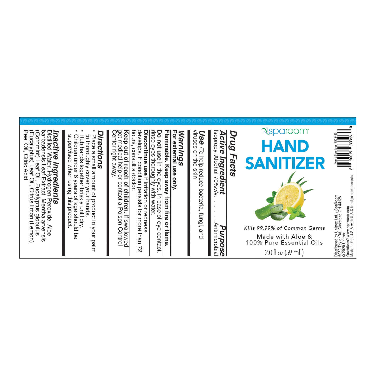 Hand Sanitizer - Spray Bottle - 2oz